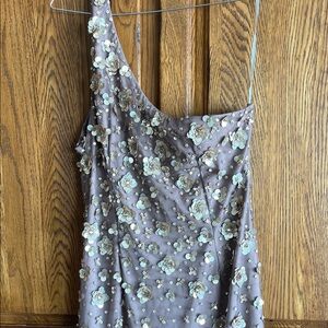 STUNNING Adriana Papell size 10 evening dress in beautiful mocha/rose gold